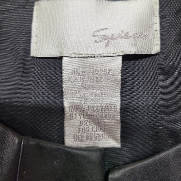 Spiegel Gray Leather Jacket with Stand-Up Collar - Picture 3 of 3